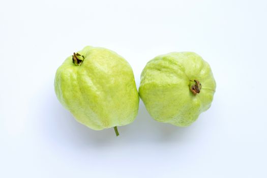 Ripe guava on white background. Copy space