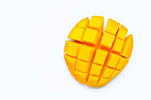 Tropical fruit, Mango on white background. Top view