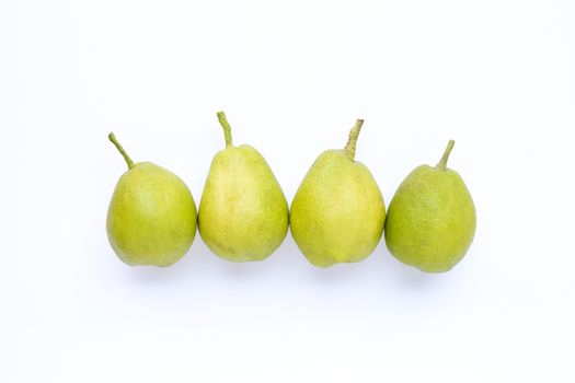 Ripe pears isolated on white background. Copy space