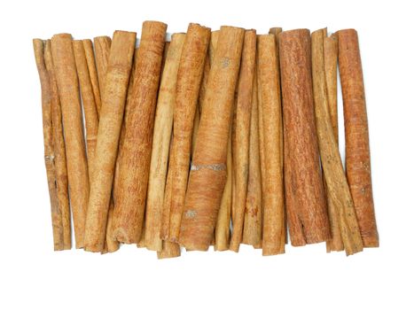 a bunch of cinnamon sticks, isolated on white background