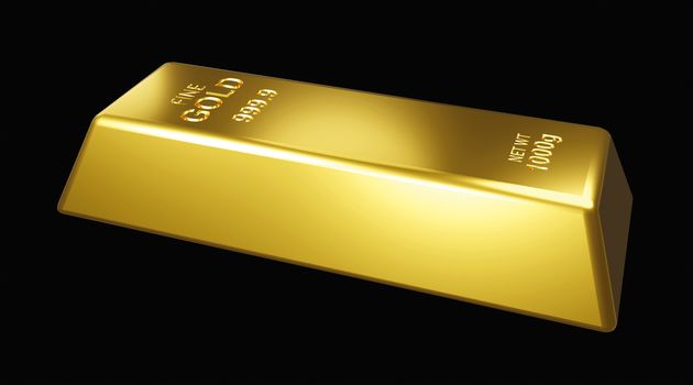 Gold bars isolated on black background 3D Render