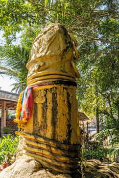 Gold sculpture of phallus Close up on Koh Samui island, Thailand