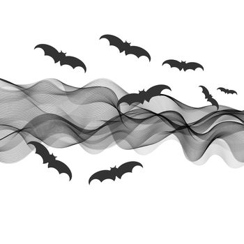 swarm of bats on black ribbon abstract background, halloween concept