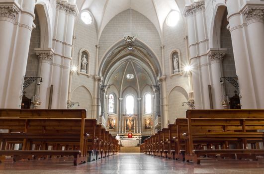 Catholic church interior view in Bergamo, Northern Italy.