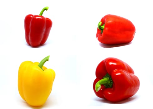a group of fresh and colorful peppers, isolate on white background