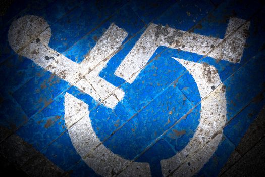 Disability symbol painted on the floor