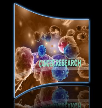 word CANCER RESEARCH  writing on  cancer image    background