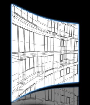 Wire Frame Architectural Background made in 3d software