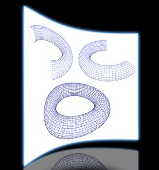 3d torus shapes  wireframe ready for editing and simple for every design  isolated on white background