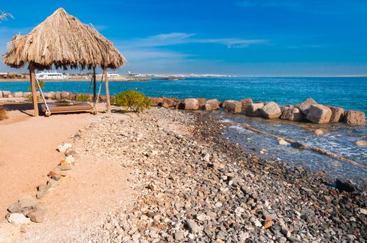 Hut on the seashore of the Egyptian Red Sea in Hurgada