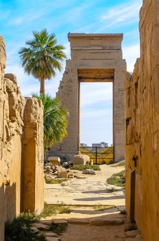 Karnak temple in Luxor, Egypt. Gate of Ptolemy