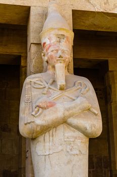 Statues of Queen Hatshepsut in the temple near the Valley of the Kings in Egypt