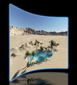 Oasis in the desert made in 3d software