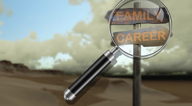 sign direction family-career made in 3d software