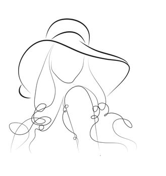 woman in a elegant hat made in 2d software