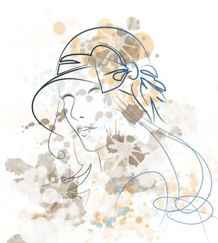 woman in a elegant hat made in 2d software