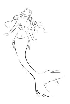 woman mermaid with long hair made in 2d software