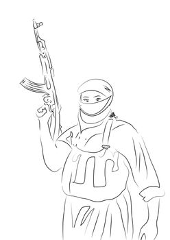 drawing of islamic state fighter made in 2d software