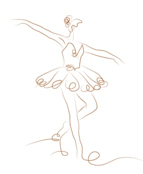 sketch of girls ballerina standing in a pose on white background