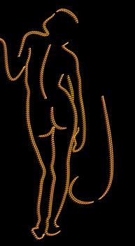 Stylized  led light rope  of a sexy woman made in 2d software