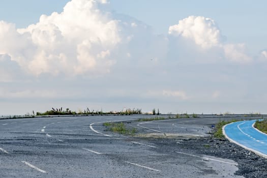 bicycle and asphalt road