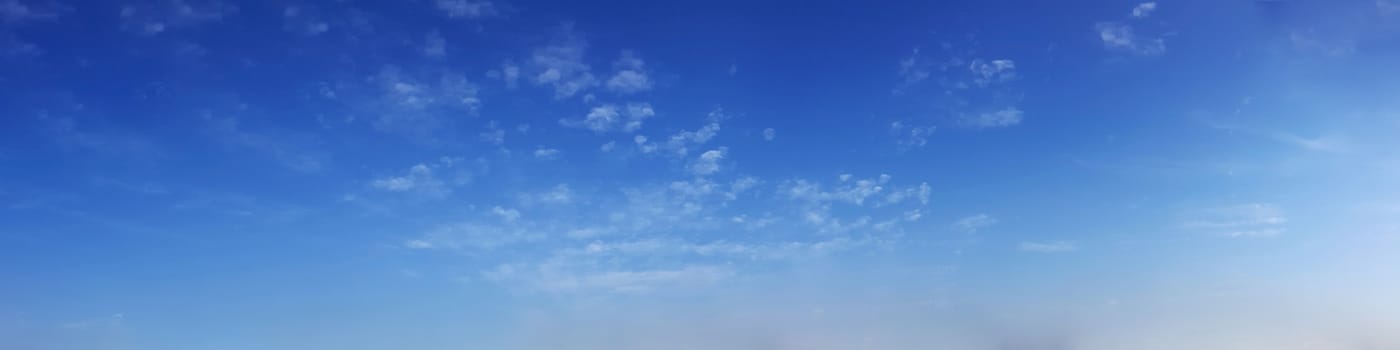 Panorama sky with cloud on a sunny day. Beautiful cirrus cloud.