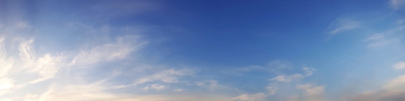 Panorama sky with cloud on a sunny day. Beautiful cirrus cloud.