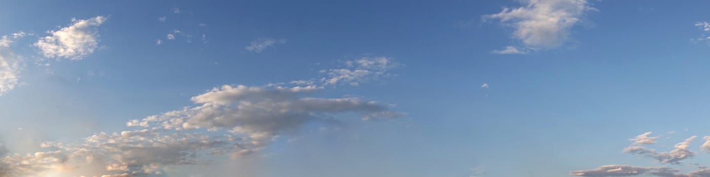 Panorama sky with cloud on a sunny day. Beautiful cirrus cloud.