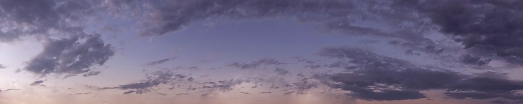 Dramatic panorama sky with cloud on twilight time. Panoramic image.