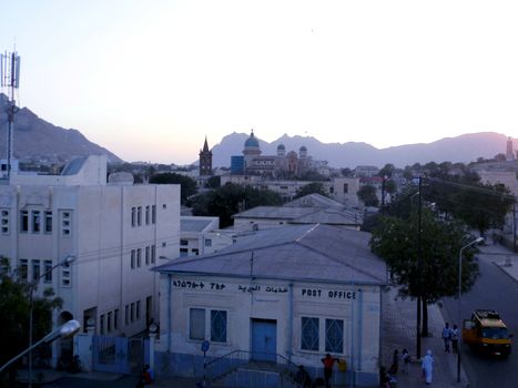 Eritrea, Africa - 08/10/2019: Travelling around the vilages near Asmara and Massawa. An amazing caption of the trees, mountains and some old typical houses with very hot climate in Eritrea.