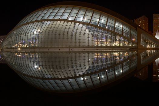 View at L'Hemisfèric in the City of Arts and Sciences in Valencia, Spain