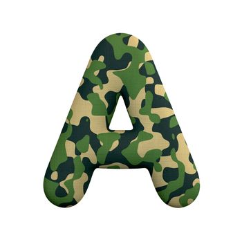 Army letter A - Capital 3d Camo font isolated on white background. This alphabet is perfect for creative illustrations related but not limited to Army, war, survivalism...