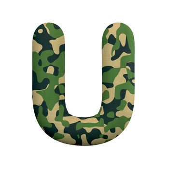 Army letter U - Upper-case 3d Camo font isolated on white background. This alphabet is perfect for creative illustrations related but not limited to Army, war, survivalism...