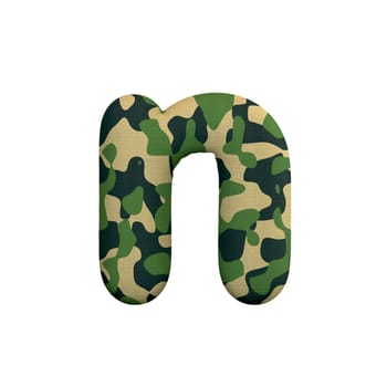 Army letter N - Lower-case 3d Camo font isolated on white background. This alphabet is perfect for creative illustrations related but not limited to Army, war, survivalism...