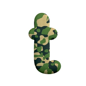 Army letter T - Lower-case 3d Camo font isolated on white background. This alphabet is perfect for creative illustrations related but not limited to Army, war, survivalism...