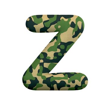 Army letter Z - Capital 3d Camo font isolated on white background. This alphabet is perfect for creative illustrations related but not limited to Army, war, survivalism...