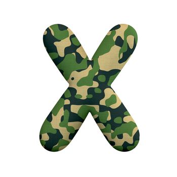 Army letter X - Capital 3d Camo font isolated on white background. This alphabet is perfect for creative illustrations related but not limited to Army, war, survivalism...