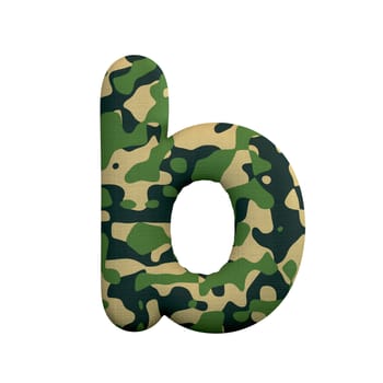 Army letter B - Small 3d Camo font isolated on white background. This alphabet is perfect for creative illustrations related but not limited to Army, war, survivalism...