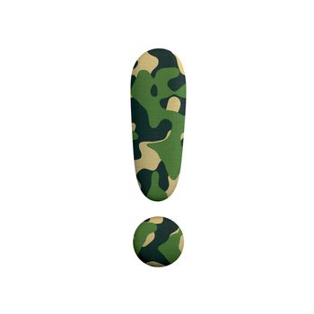 Army exclamation point - 3d Camo symbol isolated on white background. This alphabet is perfect for creative illustrations related but not limited to Army, war, survivalism...