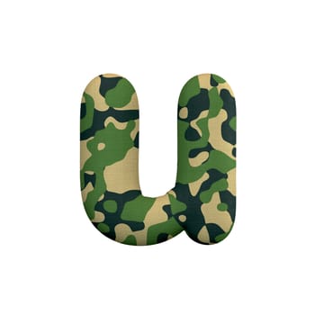 Army letter U - Small 3d Camo font isolated on white background. This alphabet is perfect for creative illustrations related but not limited to Army, war, survivalism...