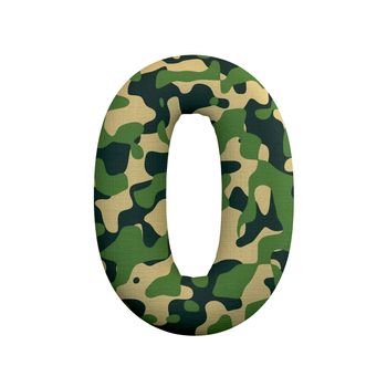 Army number 0 - 3d Camo digit isolated on white background. This alphabet is perfect for creative illustrations related but not limited to Army, war, survivalism...