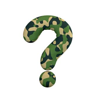 Army interrogation point - 3d Camo symbol isolated on white background. this alphabet is perfect for creative illustrations related but not limited to Army, war, survivalism...