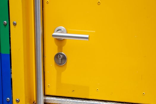 Close-up of Train engine doors at Khun Tan railway station, Lamphun Thailand.