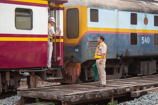 1 May 2019, Officials were talking with workmate at the landing zone at Khun Tan railway station, Lamphun  Thailand.