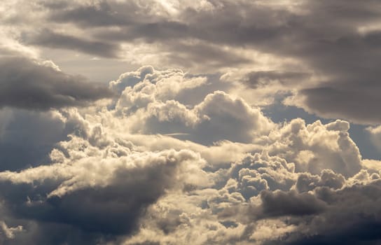 The Dark gray dramatic sky with large clouds in rainy seasons.