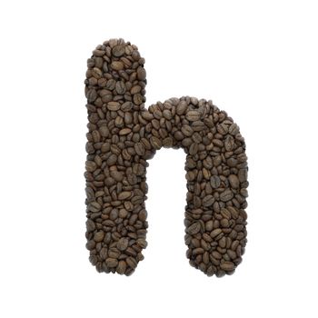 Coffee letter H - Small 3d roasted beans font isolated on white background. This alphabet is perfect for creative illustrations related but not limited to Coffee, energy, insomnia...