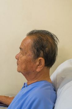 Patient elderly waiting a doctor and nurse in hospital