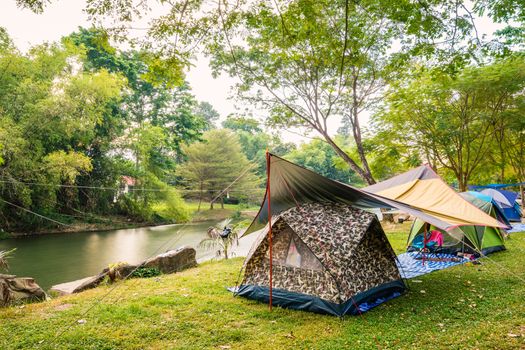 Camping and tent near the river