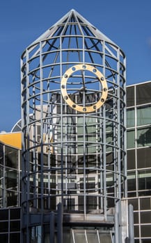 modern station clock in wire frame