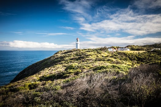 Cape Schanck Lighthouse Reserve on a cool clear winter's morning on the Mornington Peninsula in Victoria, Australia